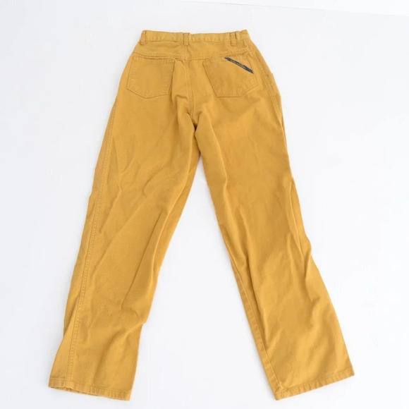 Vintage Oscar de la Reta Mustard High Waisted 100% Cotton Pants  Size 10 - Picture 11 of 12